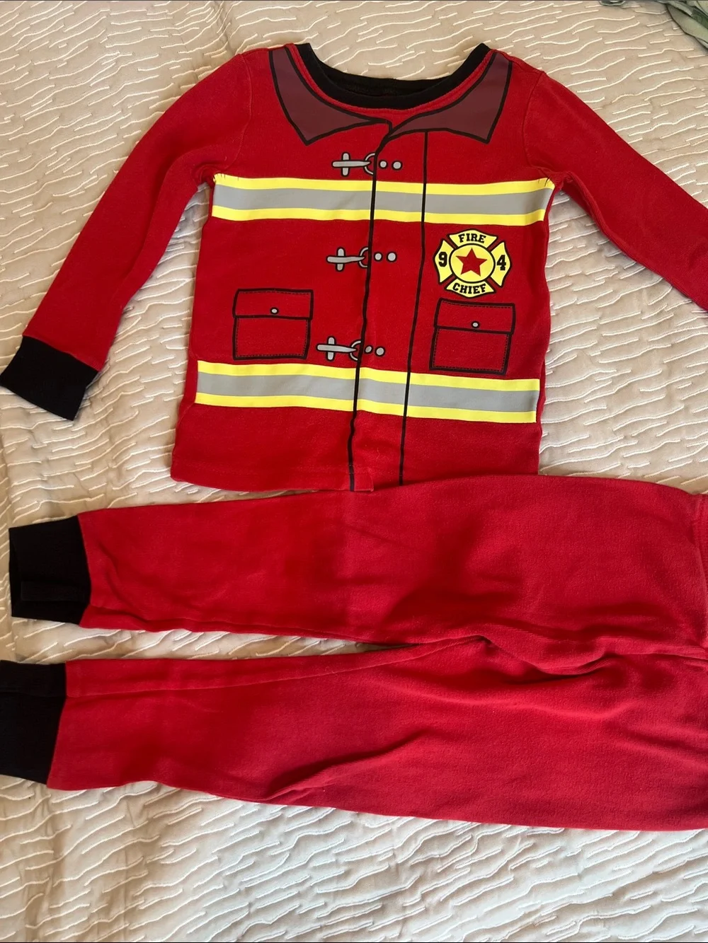 Toddler fireman & Holiday Pajama Set - Red, Green, White